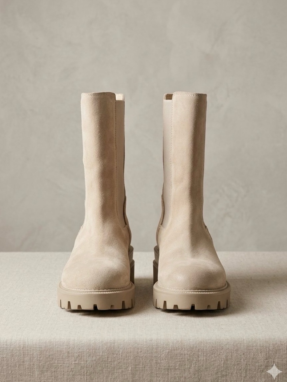 Sam Edelman Beige Genia Chunky Mid-Calf Bots - Size 6